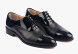 The Élan Noir Handcrafted Black Patent & Matte Leather Cap-Toe Oxfords for men