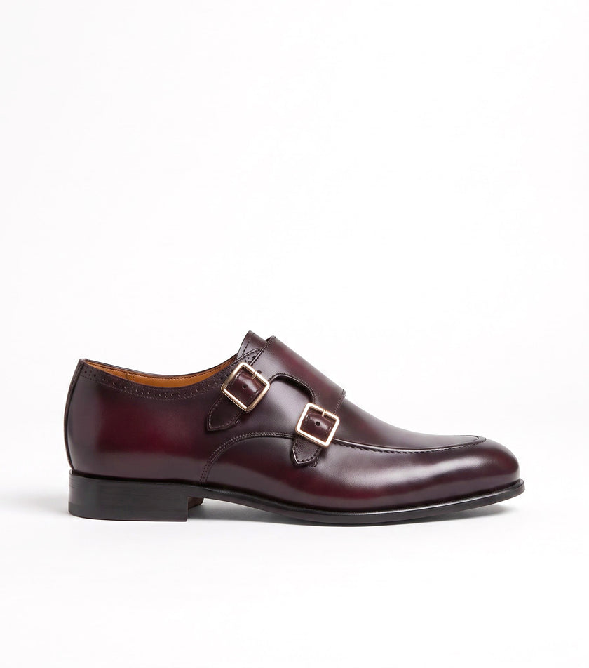 The Brera Burgundy Double Monk Straps Dress Shoes for Men-Morda Milano+