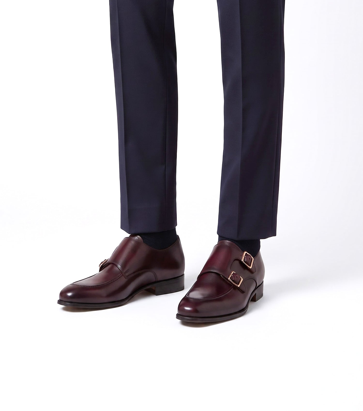 The Brera Burgundy Double Monk Straps Dress Shoes for Men-Morda Milano+