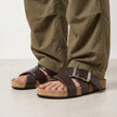 The Monza Handcrafted Dark Brown Double Buckle Cross Strap Leather Sandals for Men