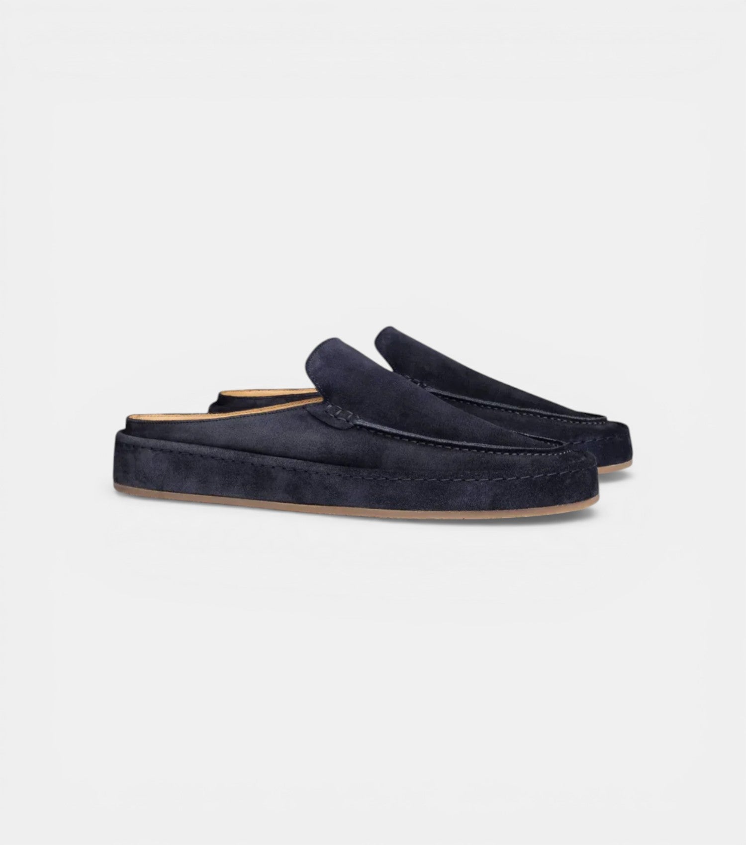 The Pisa Slip Ons - Handcrafted Navy Blue Suede Leather Open-Back for men