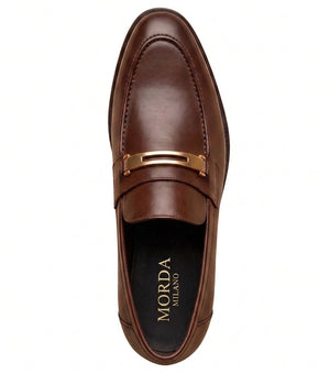 The Cognac Handcrafted brown leather Loafer with Gold detailing for Men