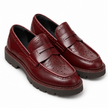The Valenor Handcrafted Burgundy Leather Brogue Detailing, Refined Moc-Toe Silhouette & Polished Heritage Finish Penny Loafers