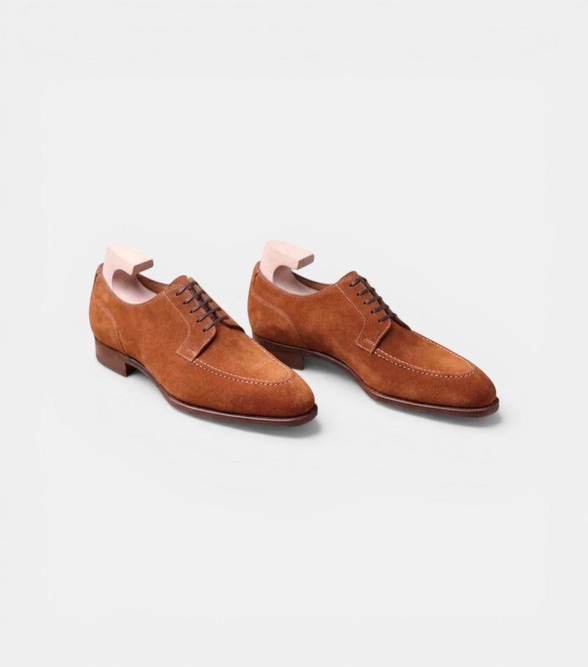 The Modica Derby - Handcrafted Brown Suede Leather Split-Toe Derby for men