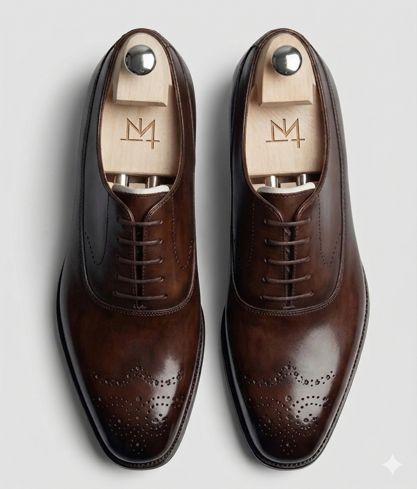 The Siena Oxfords Lace ups - Handcrafted Blue Leather Wingtip Oxfords for Men