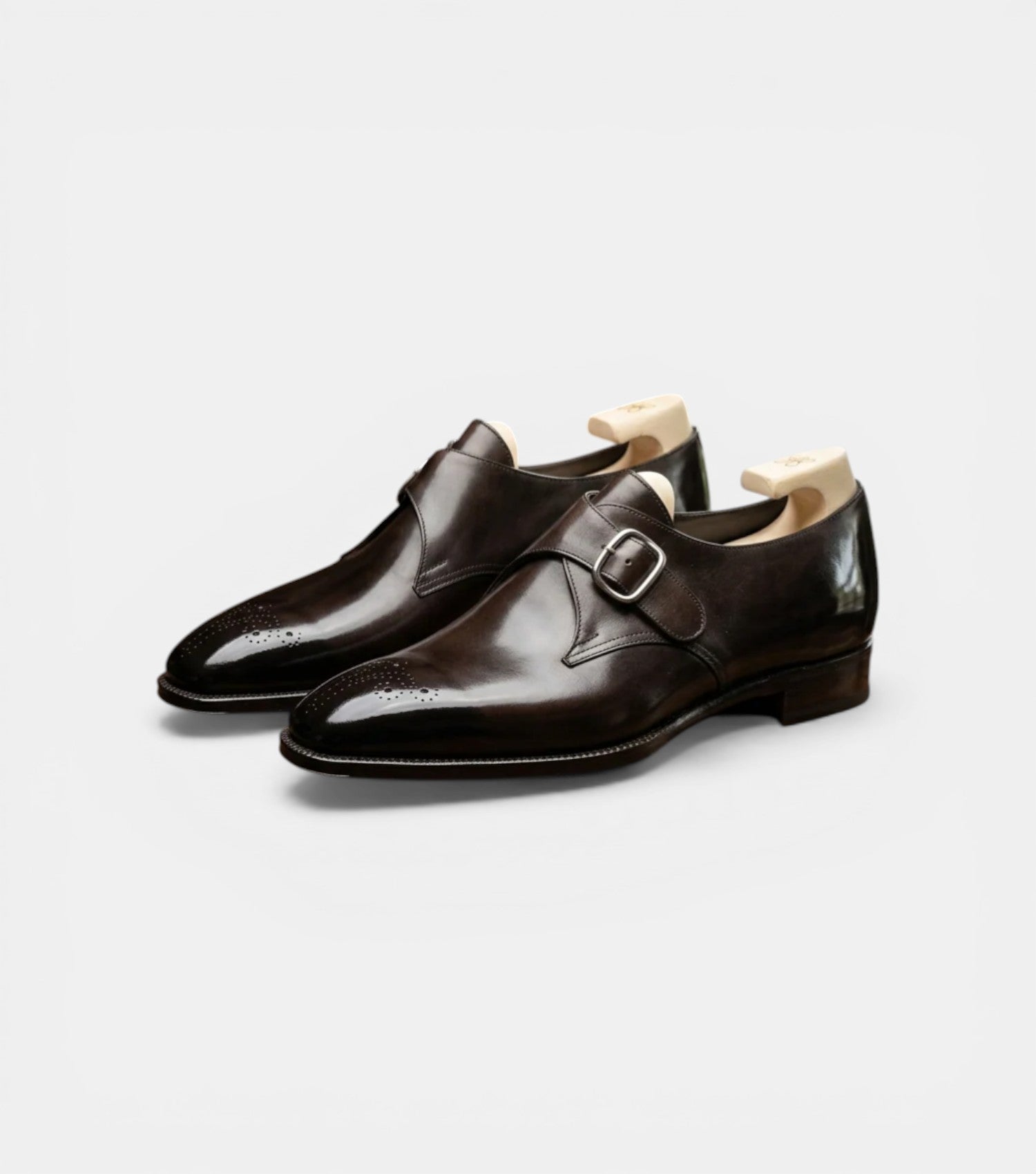 The Turin Single Monk Straps - Handcrafted Dark Chocolate Leather Single Monk Straps for men