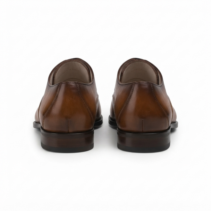 The Ravello Handcrafted Tan Brown Leather Apron-Toe Lace-Up Formal Shoes for Men
