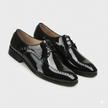 The Mantova Handcrafted Black Patent Leather Brogue Lace-Up Derby for Men