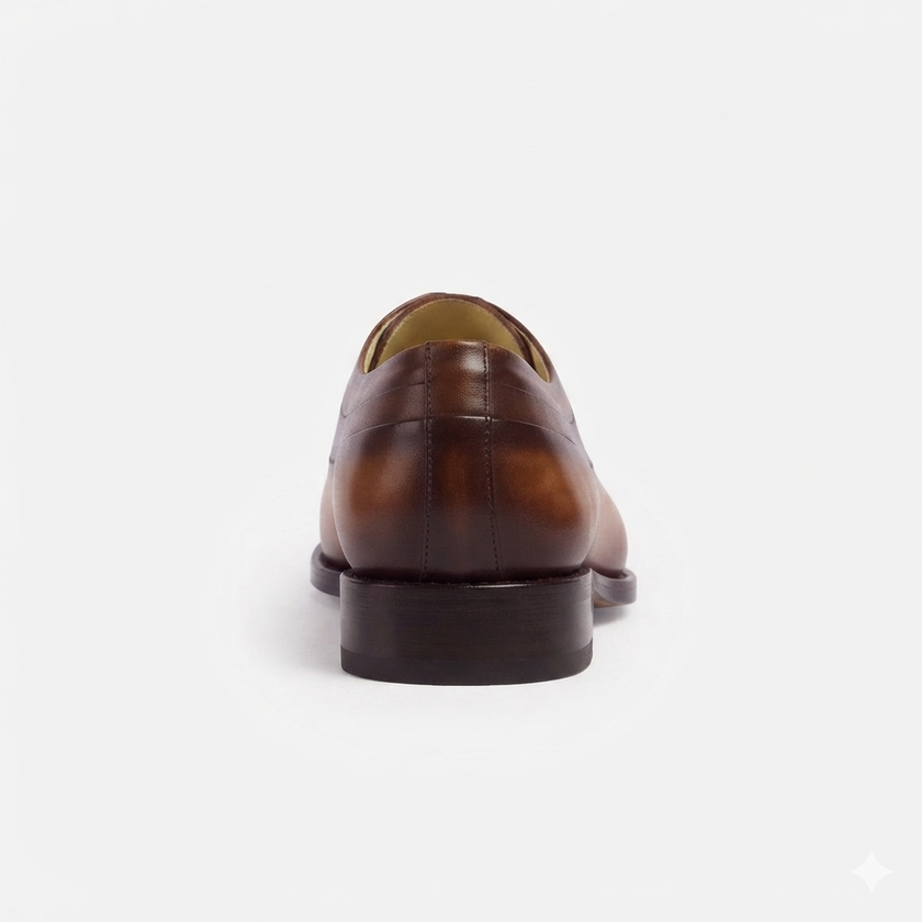 The Lorenzo Milano Handcrafted Burnished Cognac Leather Cap-Toe Oxfords for men