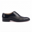 The Élan Noir Handcrafted Black Patent & Matte Leather Cap-Toe Oxfords for men