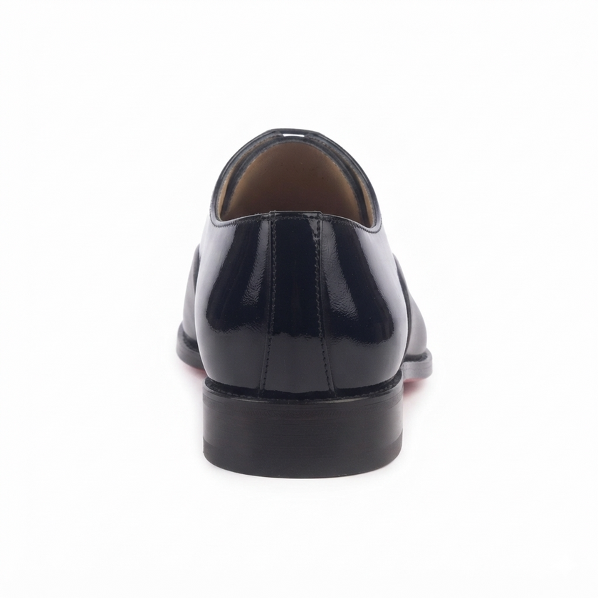 The Élan Noir Handcrafted Black Patent & Matte Leather Cap-Toe Oxfords for men