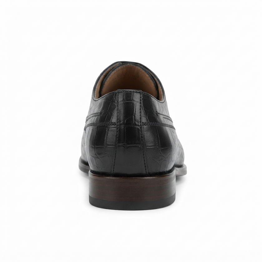 The Noir Regent Handcrafted Crocodile Embossed Leather Oxfords for Men