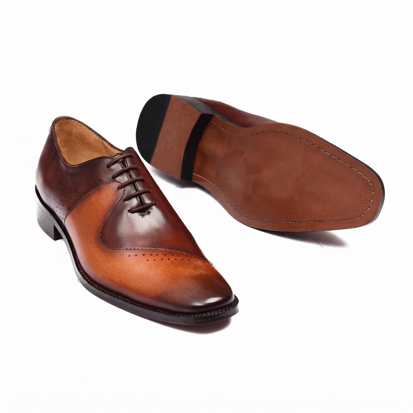 The Verona Prestige Leather Oxfords with Hand Finished Patina, Refined Brogue Detailing and Classic Almond Toe for Men
