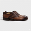 The Savile Heritage Leather Oxfords with Hand Finished Burnished Patina, Crocodile Embossed Detailing and Refined Almond Toe for Men