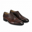 The Windsor Royale Leather Cap Toe Oxfords with Crocodile Embossed Quarters, Sleek Almond Toe and Hand Finished Deep Brown Patina for Men