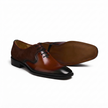 The Verona Royale Two Tone Leather Oxford Shoes for Men with Rich Chestnut Brown Finish, Contrasting Suede Quarters, Sculpted Apron Detailing and Elegant Black Sole