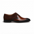 The Verona Royale Two Tone Leather Oxford Shoes for Men with Rich Chestnut Brown Finish, Contrasting Suede Quarters, Sculpted Apron Detailing and Elegant Black Sole