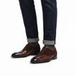 The Verona Royale Two Tone Leather Oxford Shoes for Men with Rich Chestnut Brown Finish, Contrasting Suede Quarters, Sculpted Apron Detailing and Elegant Black Sole