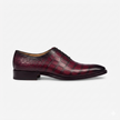 The Bordeaux Royale Crocodile Embossed Leather Oxford Shoes for Men with Deep Burgundy Gloss Finish, Sleek Black Accents and Refined Luxury Formal Styling