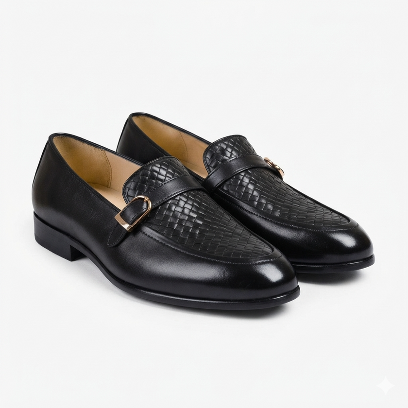 Milano Prestige black leather loafers for men