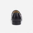 The Milano Prestige Handcrafted Black Leather Loafers with Intricate Woven Vamp Detailing and Elegant Gold Buckle Accents for Men
