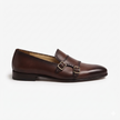 The Mantova Handcrafted Polished Leather Double Monk Strap Loafers with Gold Buckle Detailing for Men