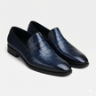 Monteluce navy croc-embossed leather loafers for men