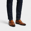 The Valerio Handcrafted Cognac Leather Cap-Toe Brogue Loafers for Men