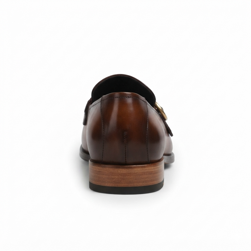 The Lucerno Handcrafted Dark Brown Leather Braided Strap Ring Loafers for Men