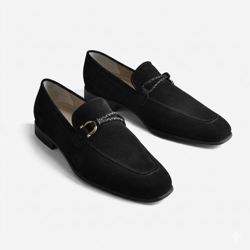 Verona black suede loafers for men