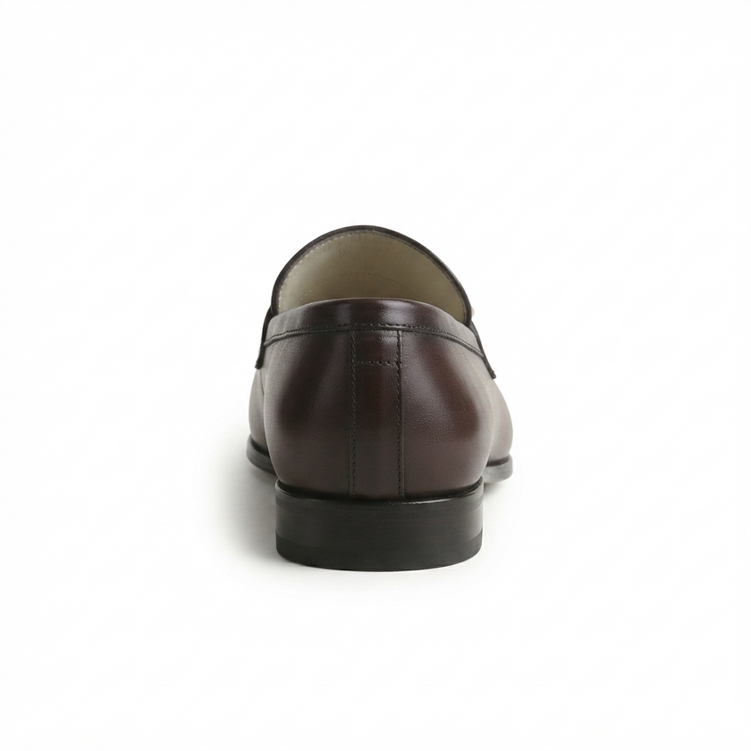 The Verona Prestige Leather Loafers with Polished Gold Tone Horsebit Hardware and Refined Almond Square Toe Design for Men