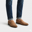 The Florence Heritage Suede Loafers in Warm Camel Brown with Elegant Apron Stitching and a Refined Italian Inspired Silhouette for Men