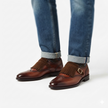 The Verona Chestnut Handcrafted Rich Brown Leather Kiltie Loafers with Suede Fringe Detailing and Brogue Perforated Toe for Men