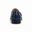 The Monaco Double Monk Strap Loafers  Handcrafted Navy Blue Crocodile-Embossed Leather Loafers with Dual Gold-Tone Buckles for Men
