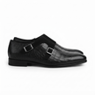 Milano black suede double monk strap shoes for men