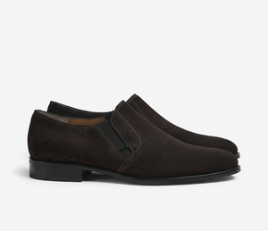 The Verona Noir Handcrafted Black Suede and Crust Leather Single Monk Strap Shoes for Men