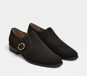Verona black suede single monk strap shoes for men