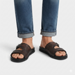 The Tuscan Espresso Handcrafted Dark Brown Woven Leather Double-Band Slide Sandals for Men