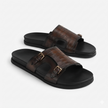 The Milano Brown Handcrafted Crocodile-Embossed Leather Double Strap Sandals for Men