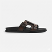 The Milano Brown Handcrafted Crocodile-Embossed Leather Double Strap Sandals for Men