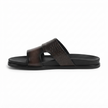The Milano Espresso Handcrafted Brown Leather and Crocodile-Embossed Open-Toe Slide Sandals for Men