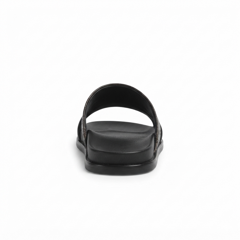 The Milano Espresso Handcrafted Brown Leather and Crocodile-Embossed Open-Toe Slide Sandals for Men