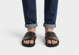 The Milano Espresso Handcrafted Brown Leather and Crocodile-Embossed Open-Toe Slide Sandals for Men