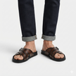The Milano Moro Handcrafted Dark Brown Leather Cross-Strap Slide Sandals for Men