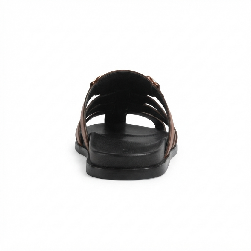 The Torino Cognac Handcrafted Brown Leather Woven Fisherman Sandals for Men
