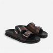 The Milano Espresso Handcrafted Brown Leather Double Strap Slide Sandals for Men