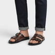 The Milano Espresso Handcrafted Brown Leather Double Strap Slide Sandals for Men