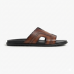 The Firenze Cognac Handcrafted Brown Leather Cutout Slide Sandals for Men