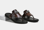 The Siena Espresso Handcrafted Dark Brown Leather Toe-Loop Sandals for Men