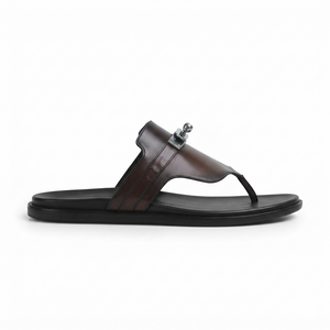 The Siena Espresso Handcrafted Dark Brown Leather Toe-Loop Sandals for Men